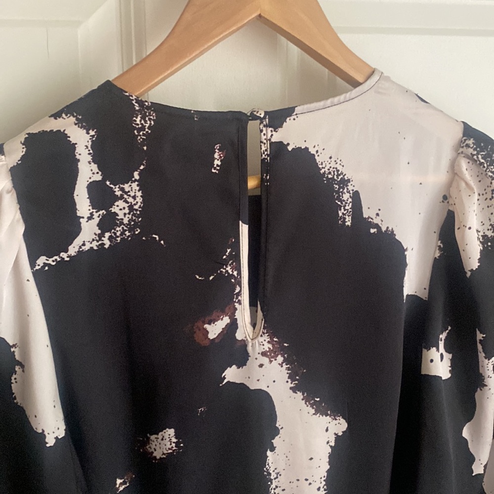 Alexis x Target Ruffle Mini Dress Size S Abstract Print Black & Tan Rope Belt - Picture 9 of 12